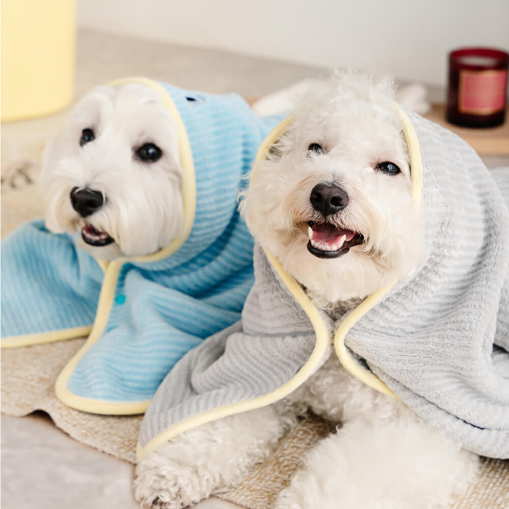 Soft Striped Quick-Dry Absorbent Dog Bathrobe Towel