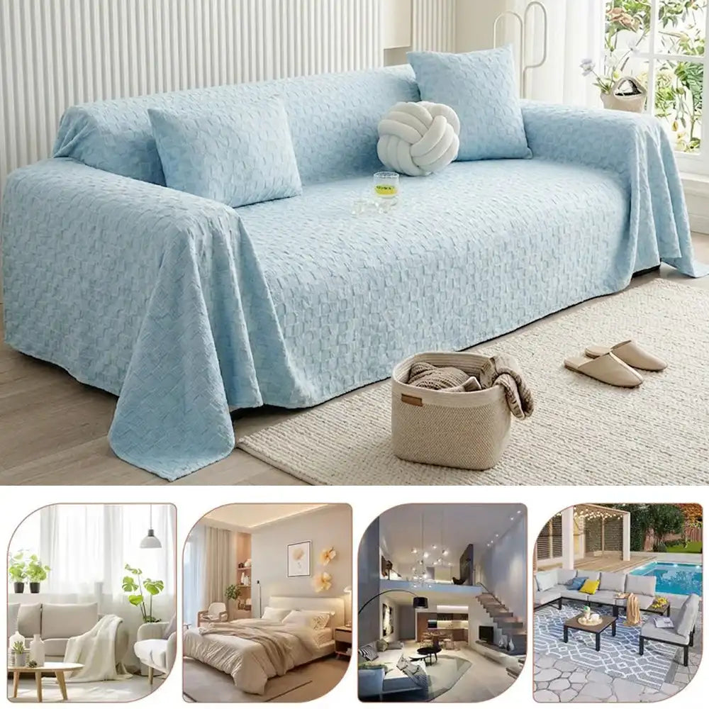 Textured Cooling Ice Silk Skin-Friendly Breathable Sofa Blanket Washable Recliner Slipcover