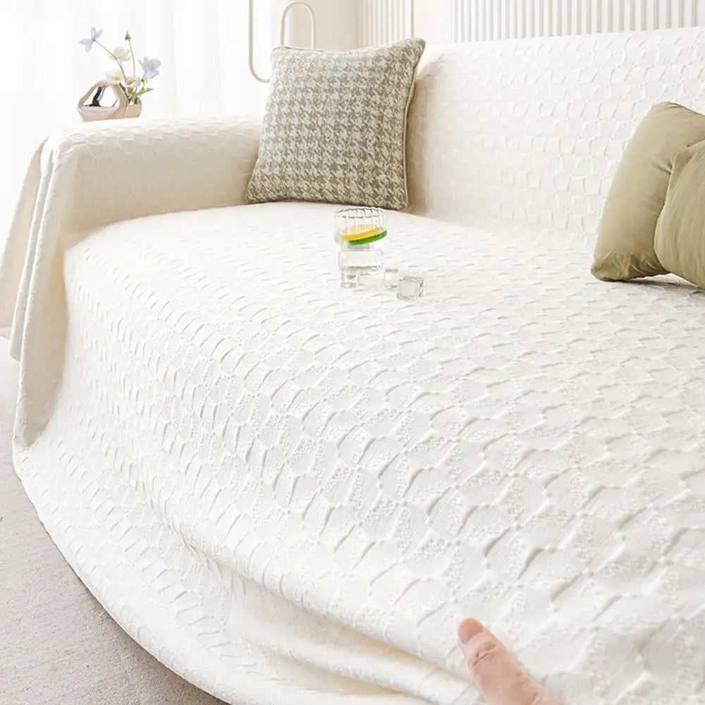 Textured Cooling Ice Silk Skin-Friendly Breathable Sofa Blanket Washable Couch Cover
