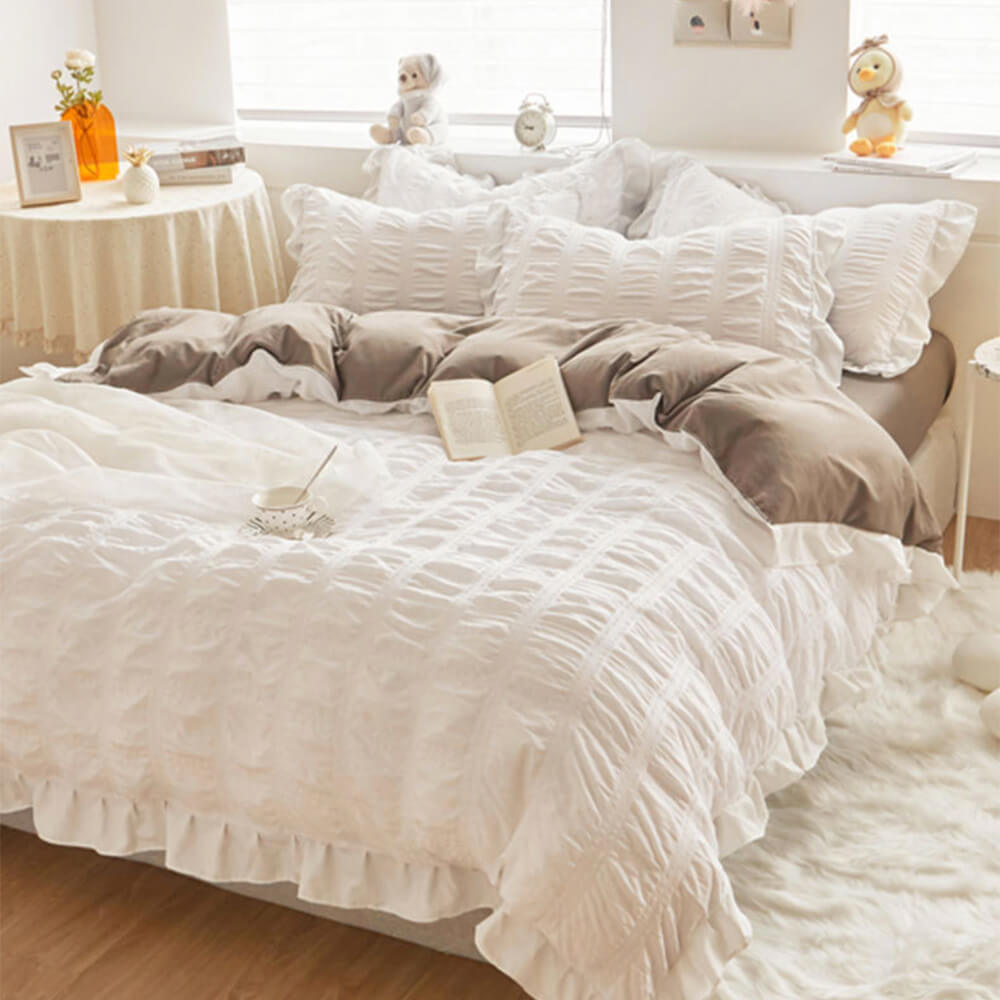 Ultra-Soft Sweet Bubble Gauze Breathable Bed Sheet Set