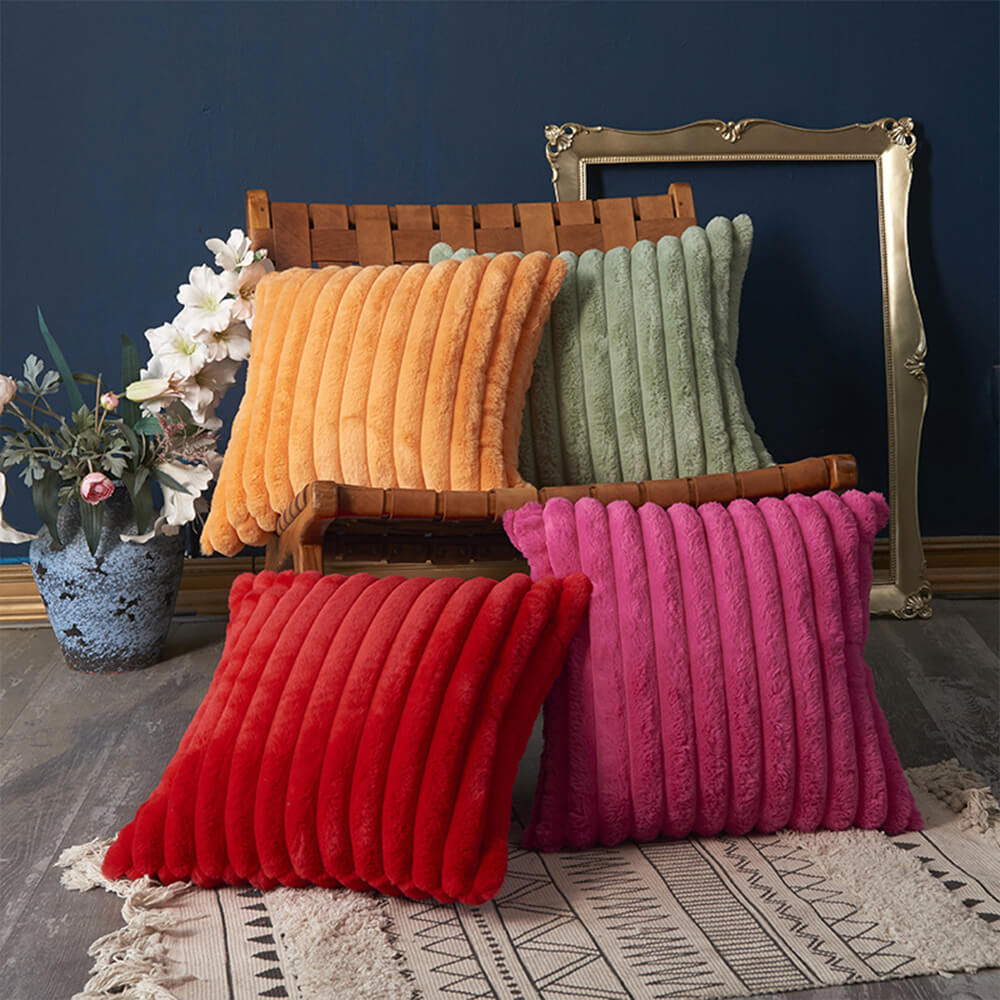 Velvet Striped Soft Decorative Sofa Pillow Cushion