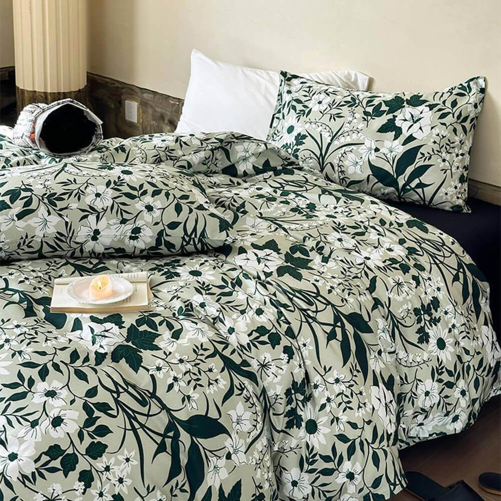Vintage French Floral Cotton Duvet Cover Bed Sheet Set