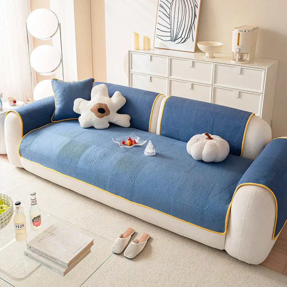 Washed Cotton Skin-Friendly Breathable Sofa Protector Non-slip Couch Cover