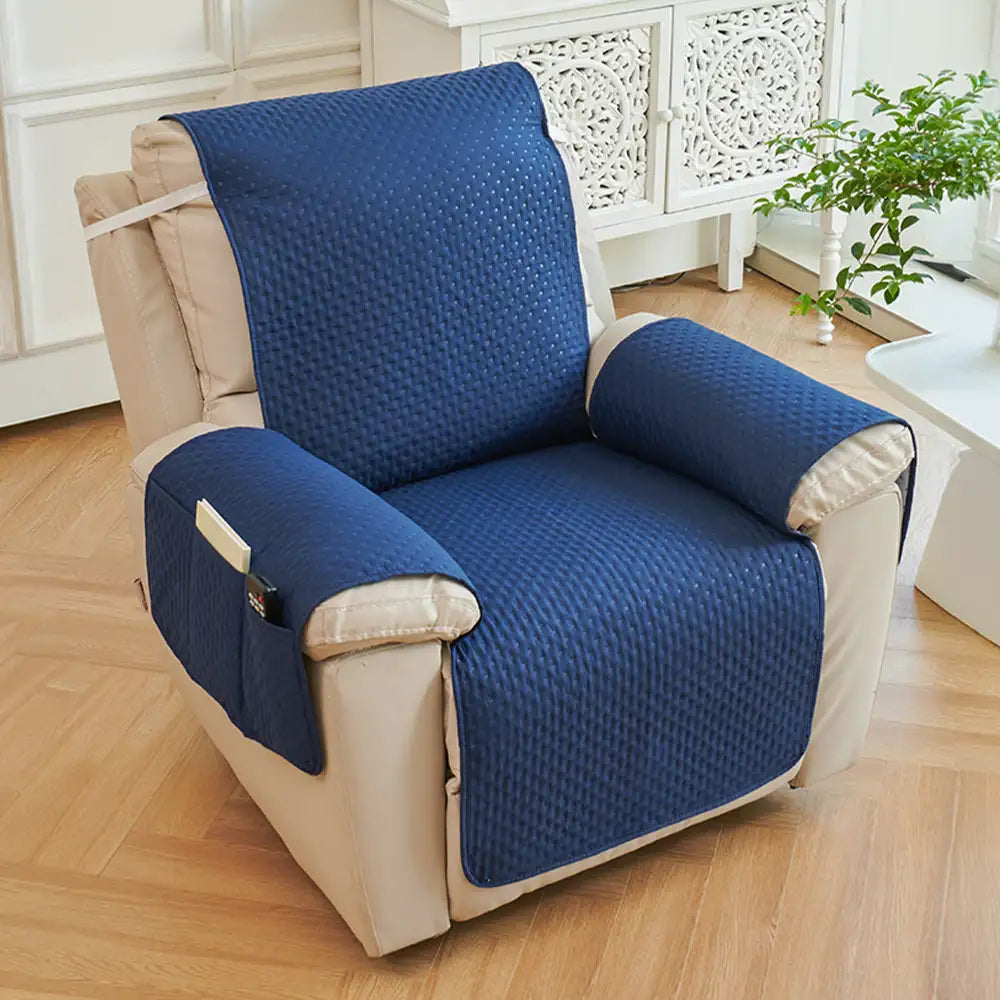 Water-Repellent Solid Color One Piece Couch Cover with Elastic Straps