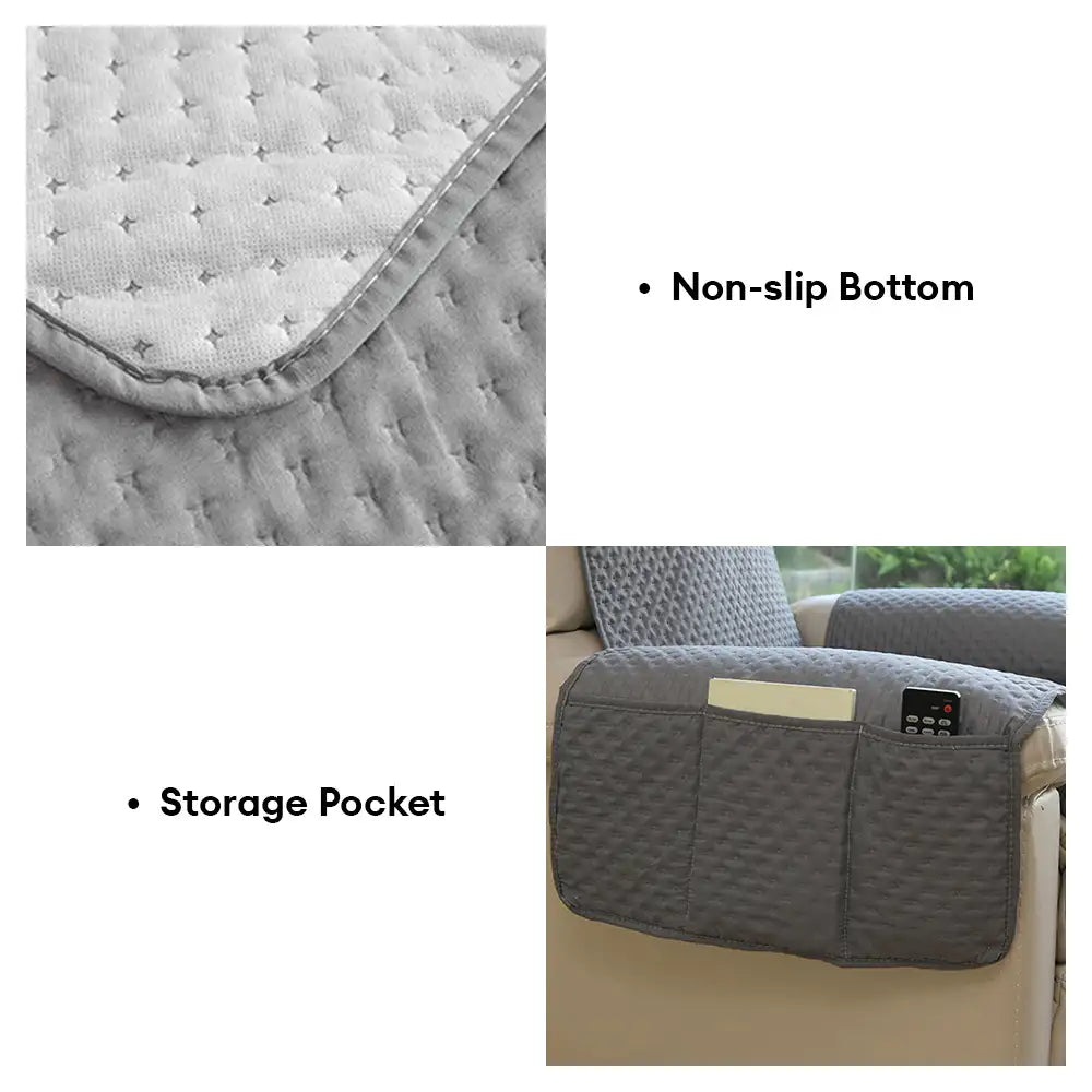 Water-Repellent Solid Color One Piece Couch Cover with Elastic Straps