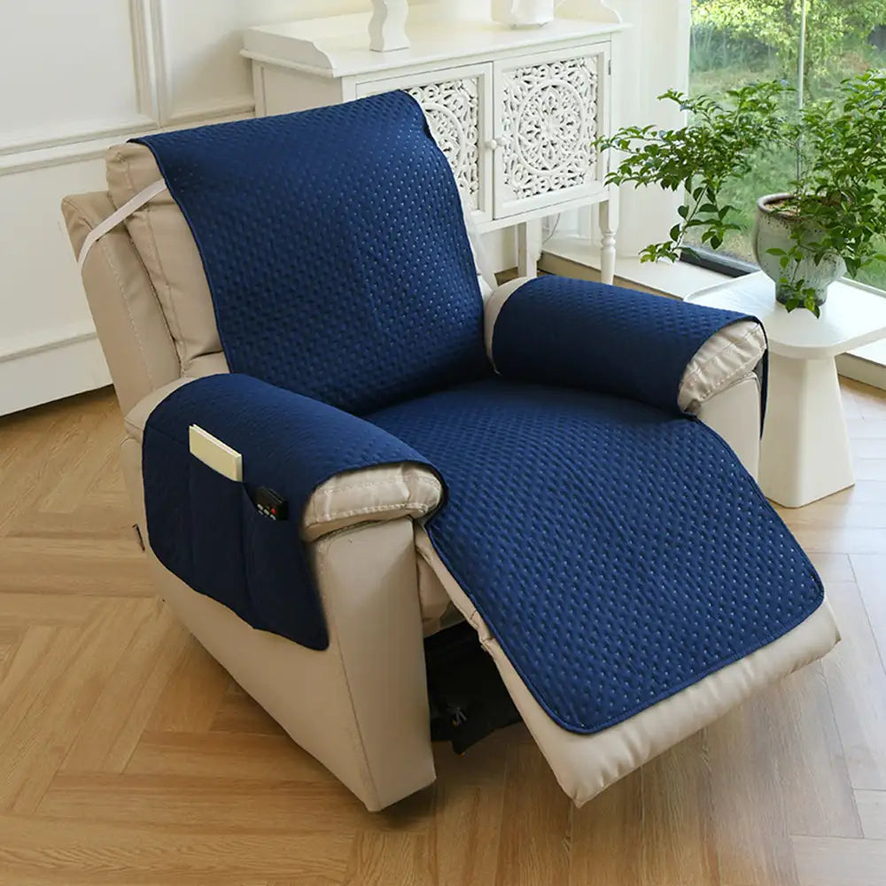 Water-Repellent Solid Color One Piece Couch Cover with Elastic Straps