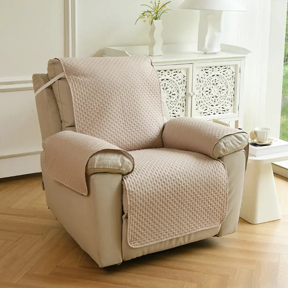 Water-Repellent Solid Color One Piece Couch Cover with Elastic Straps
