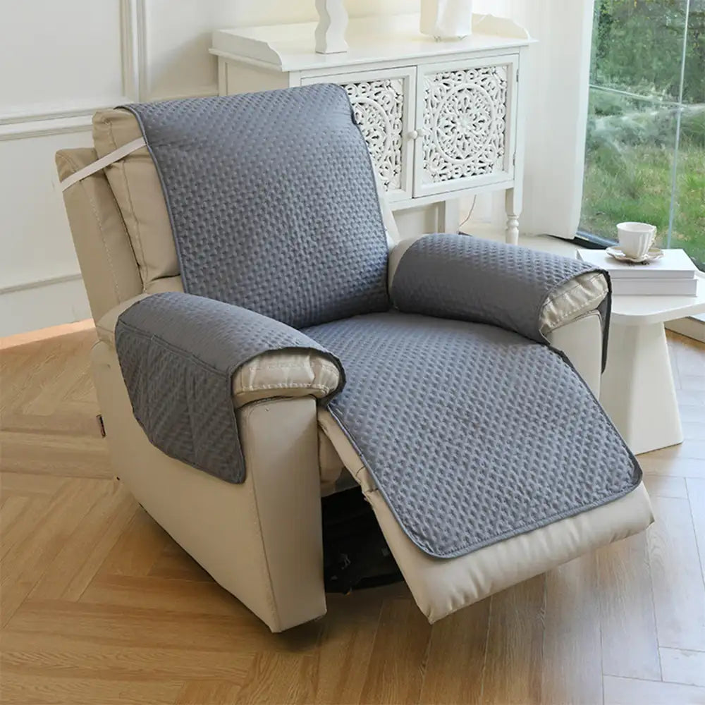 Water-Repellent Solid Color One Piece Couch Cover with Elastic Straps