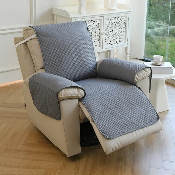 Water-Repellent Solid Color One Piece Couch Cover with Elastic Straps