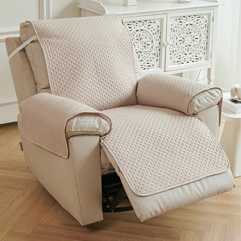 Water-Repellent Solid Color One Piece Couch Cover with Elastic Straps