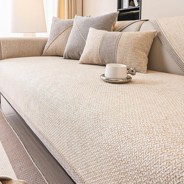 Breathable Woven Cotton Linen Non-Slip Outdoor Couch Cover