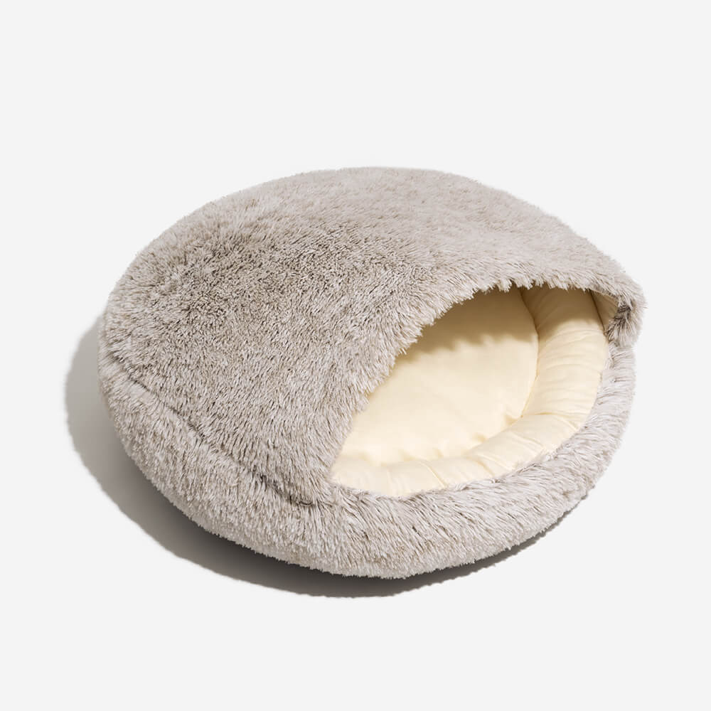 Calming Plush Semi-Enclosed Pet Nest Bed