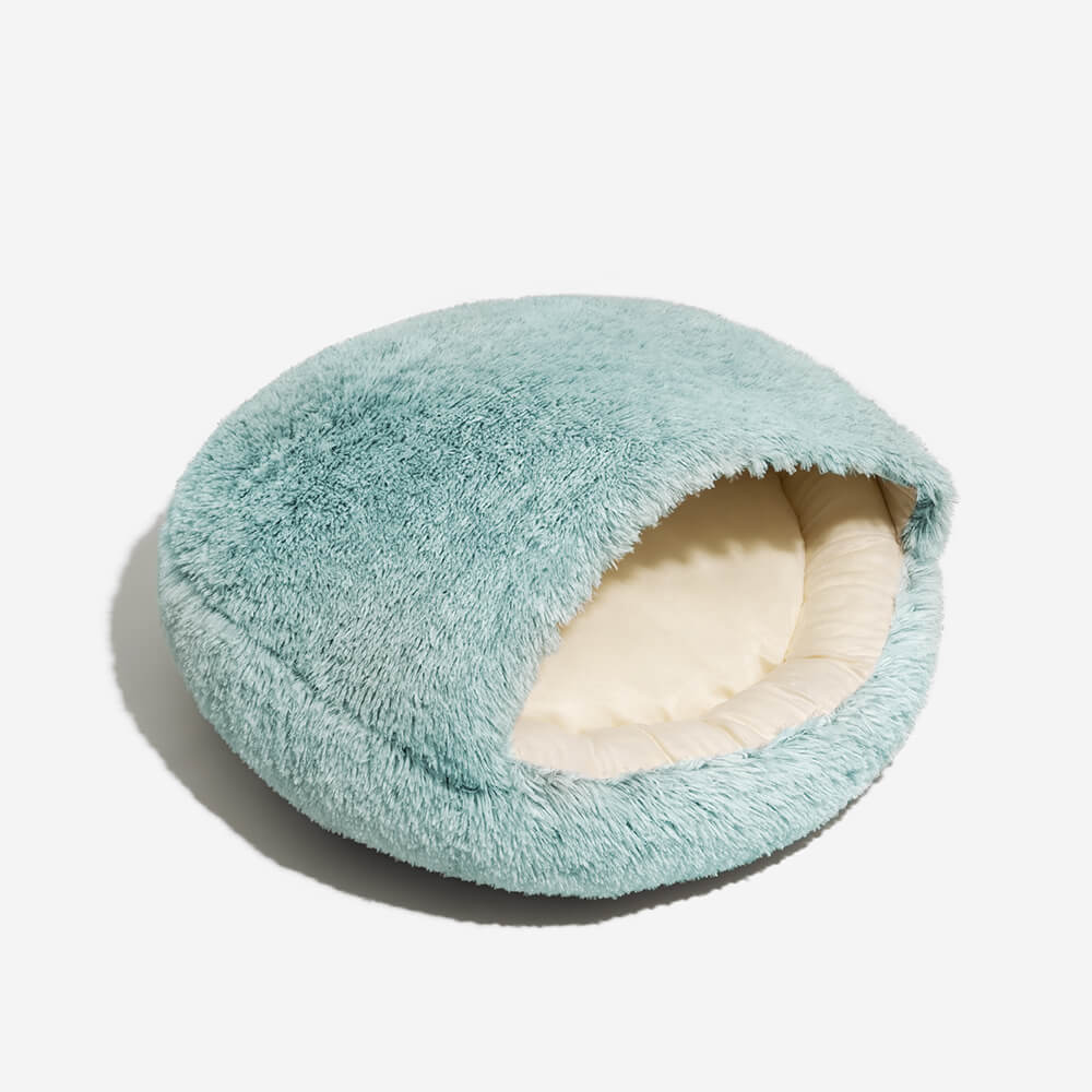 Calming Plush Semi-Enclosed Pet Nest Bed