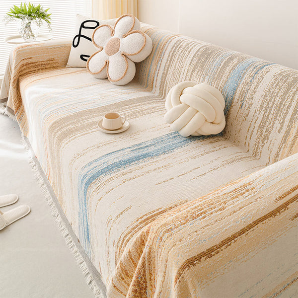 Colorful Rainbow Gradient Full Sofa Drape Throw Couch Cover