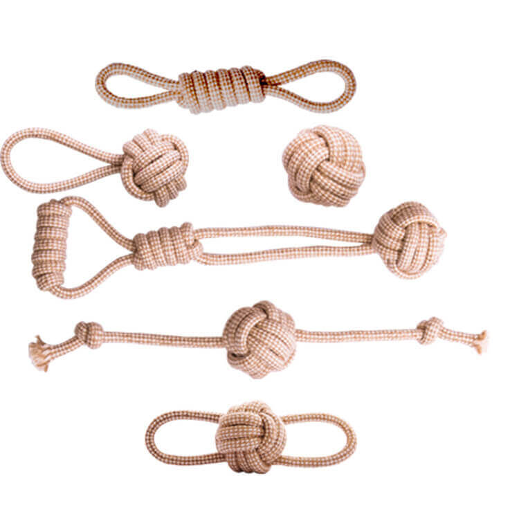 Linen Cotton Rope Toy Set Teeth Cleaning Interactive Chew Dog Toy