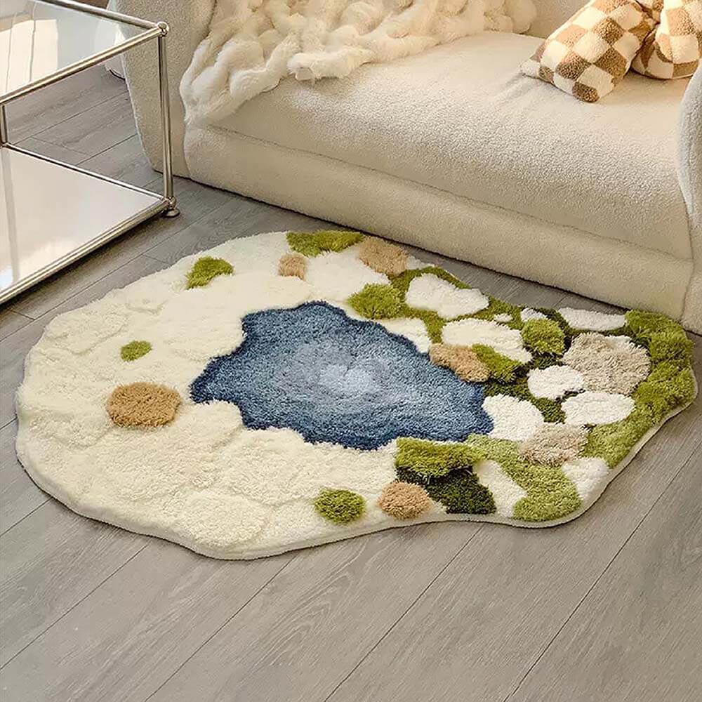 Luxury Moss Rug Hand Tufted Wool Pet Mat Pet Rug