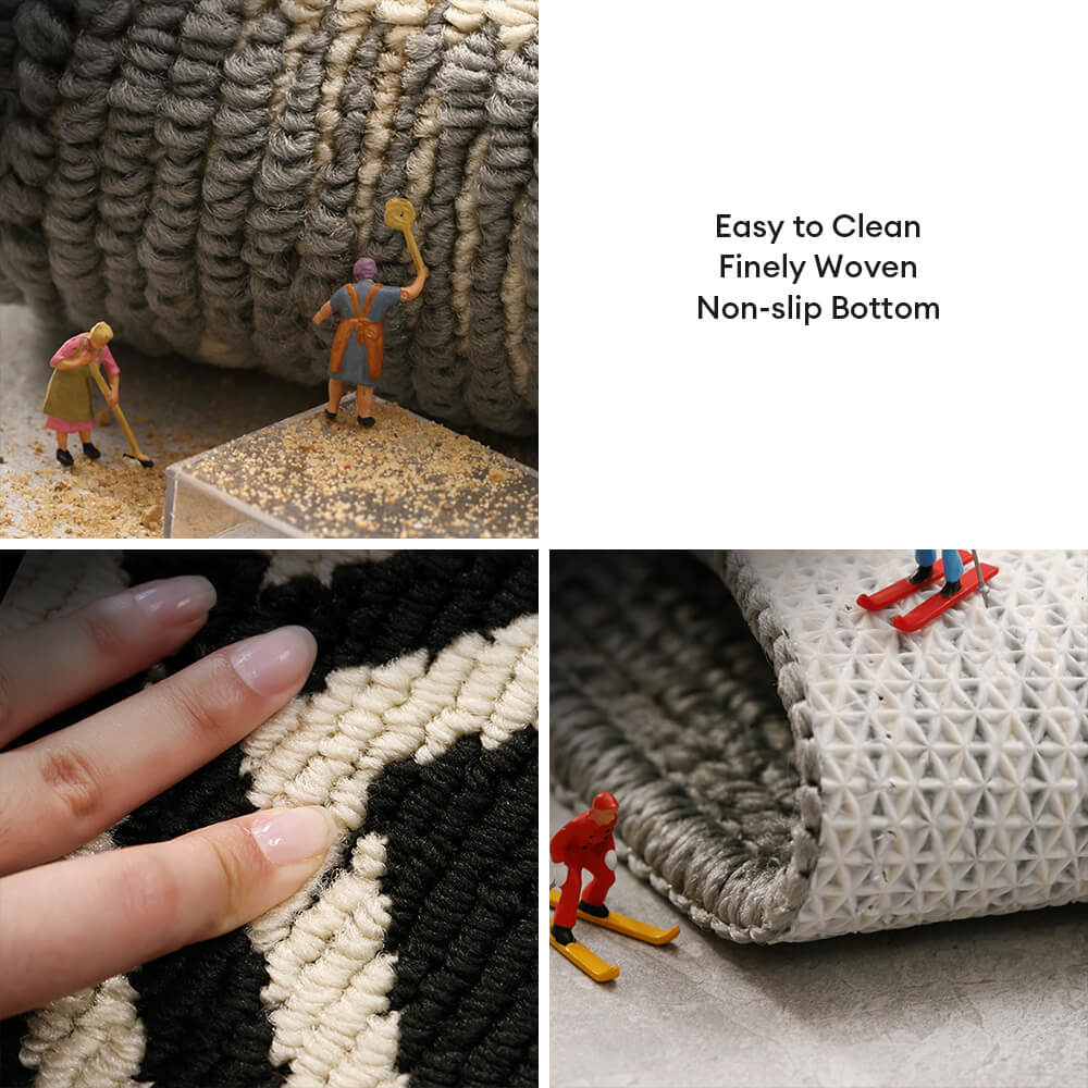Modern Chequered Anti-Stain Non-Slip Front Door Mat for Muddy Dog Paws