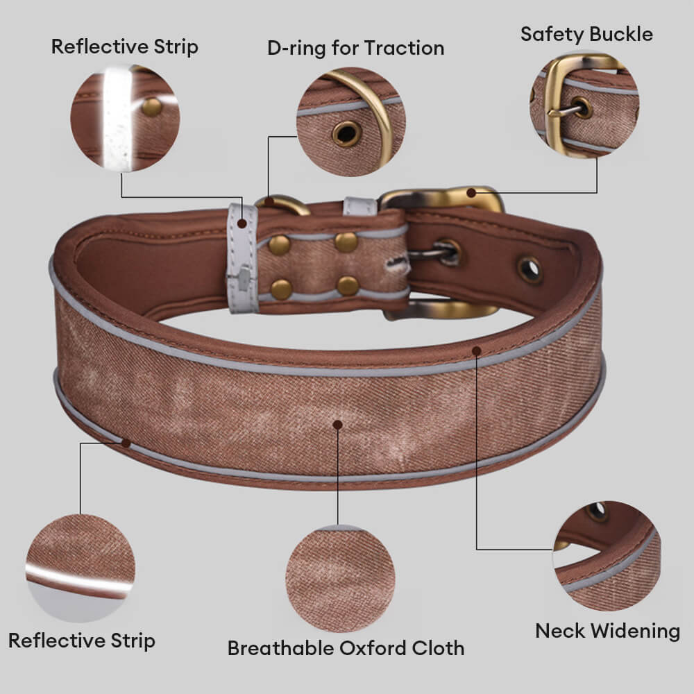 Printed Reflective Soft Faux Microfiber Dog Collar