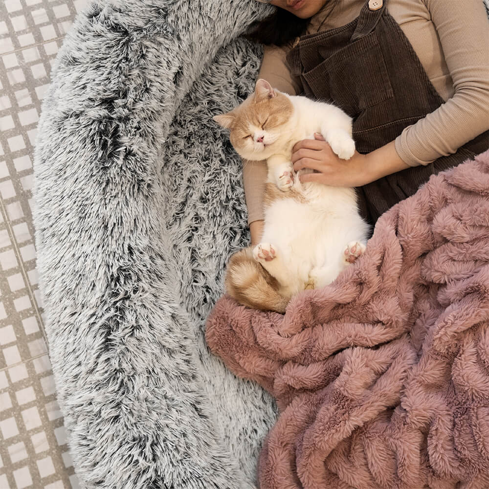 Luxury Super Large Human Dog Bed With Super Soft Pet Throw Blanket