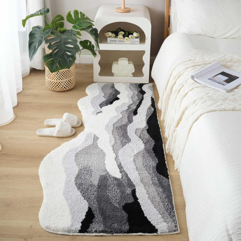 Hand-Tufted 3D Wave Pattern Carpet Luxury Textured Area Rug