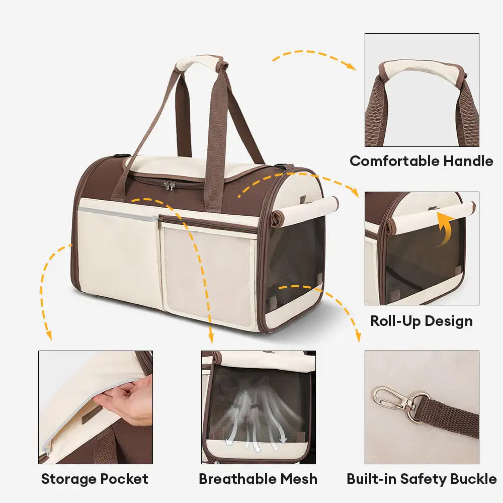 Handheld Crossbody Multi-Function Breathable Dog Cat Carrier Bag for Travel and Vet
