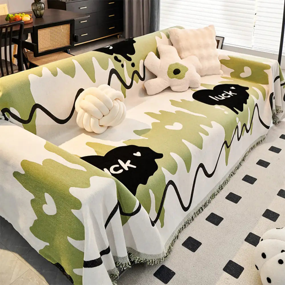 Ice Cream Wavy Chenille Scratch-Resistant Sofa Blanket Couch Cover