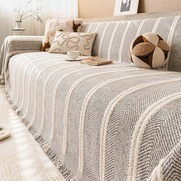 Large Herringbone Chenille Thickened Scratch-Resistant Sofa Protection Couch Cover