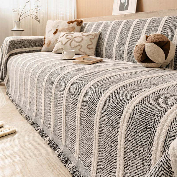 Large Herringbone Chenille Thickened Scratch-Resistant Sofa Protection Couch Cover