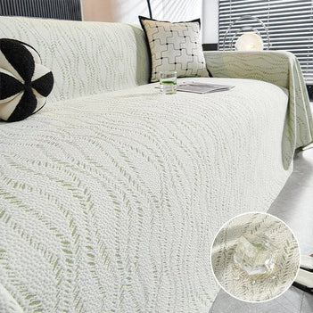 Leaf Pattern Cooling Ice Silk Sofa Protection Large Blanket Couch Cover