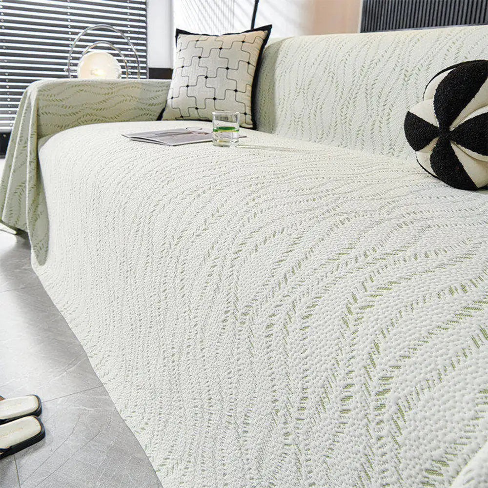 Leaf Pattern Cooling Ice Silk Sofa Protection Large Blanket Couch Cover
