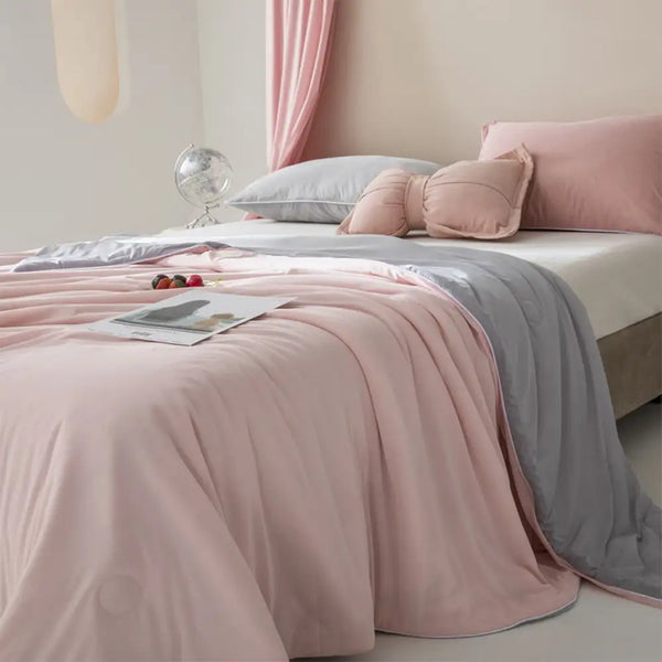 Lightweight Double-Sided Solid Color Cooling Ice Silk Cold Effect Blanket