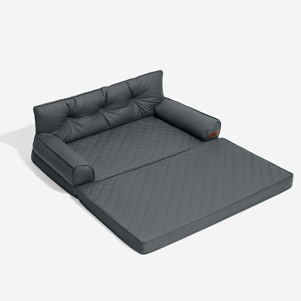 Luxe Faux Leather Foldable Orthopaedic Large Dog Bed - CoreLounge