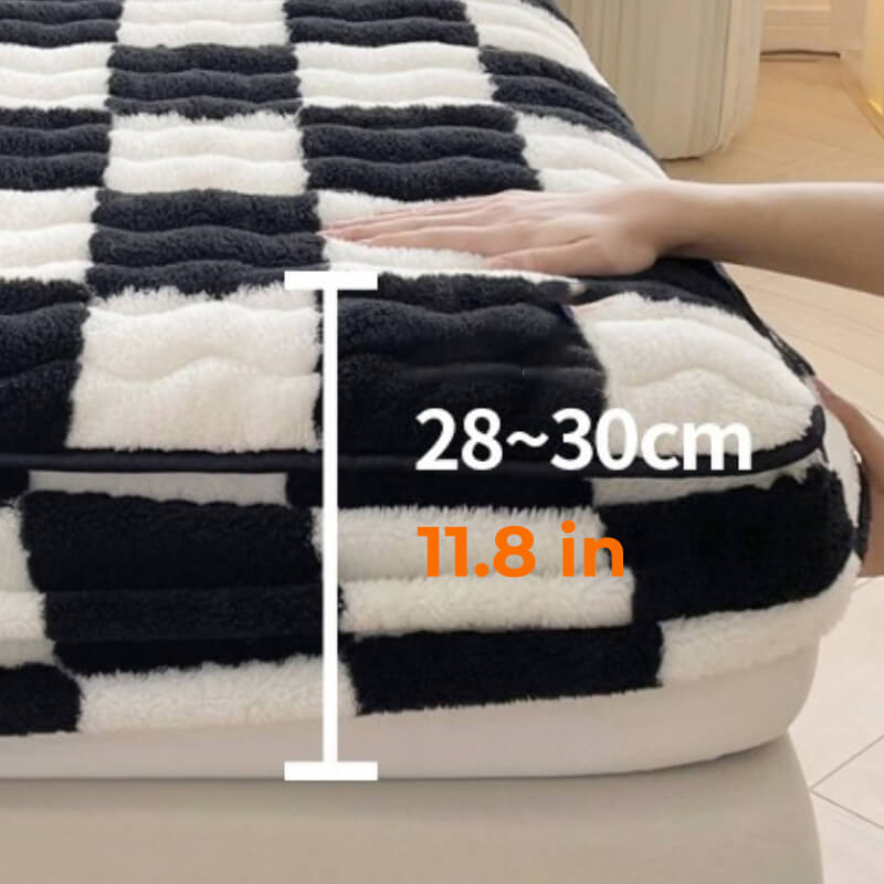 Milk Velvet Checkered Bedding Fitted Sheet Mattress Cover