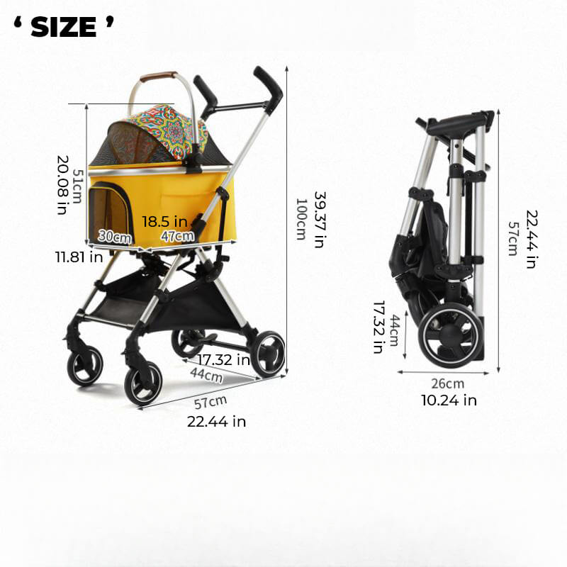 Multifunctional 2-in-1 Aluminium Alloy Pet Stroller - Ultra-Light & Detachable for Puppies