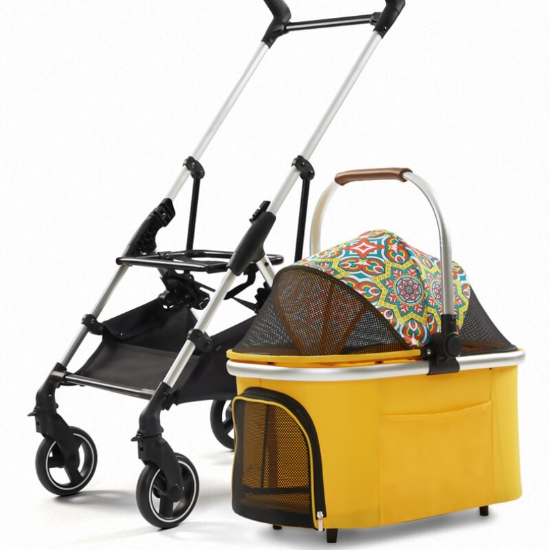 Multifunctional 2-in-1 Aluminium Alloy Pet Stroller - Ultra-Light & Detachable for Puppies