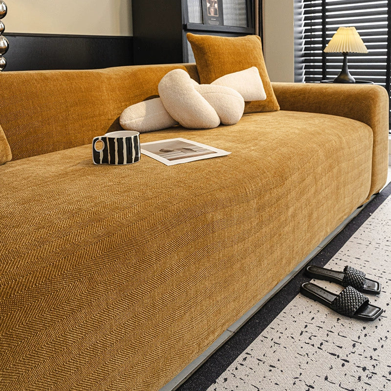 Herringbone Full Coverage Scratch-Resistant Sofa Protection Magic Stretch  Sectional Couch Cover