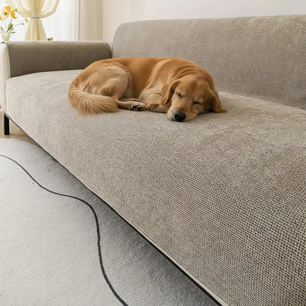 One-Piece Chenille Scratch-Resistant Water-Repellent Non-Slip Couch Cover & Office Chair Protector