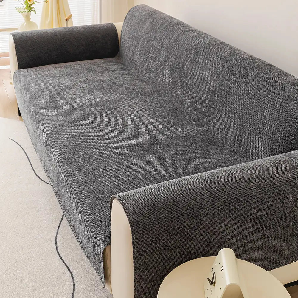 One-Piece Chenille Scratch-Resistant Durable Water-Repellent Non-Slip Sectional Couch Cover