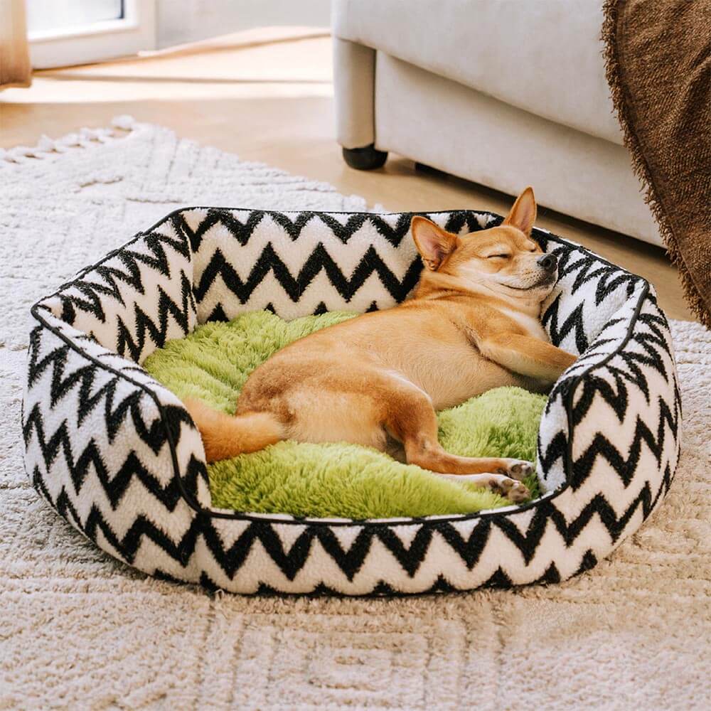 Plush Retreat Chevron Dog Bed-The Warm Hugger