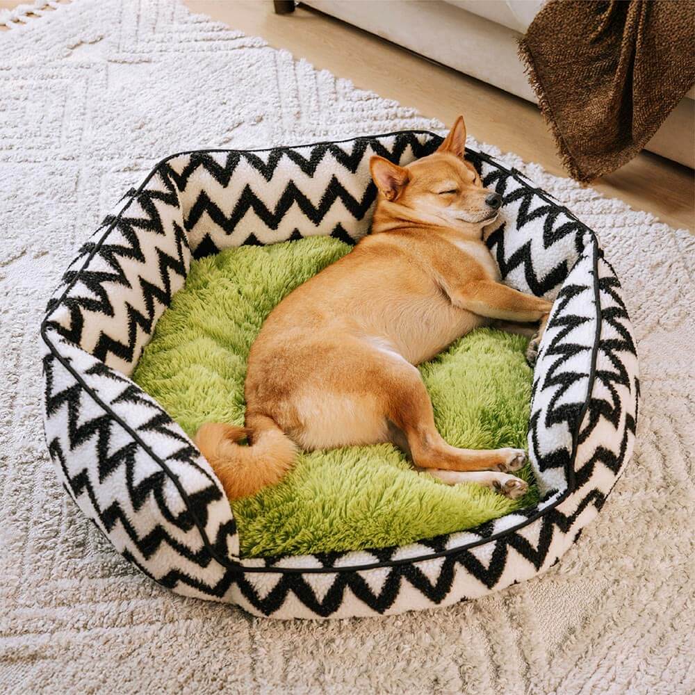 Plush Retreat Chevron Dog Bed-The Warm Hugger