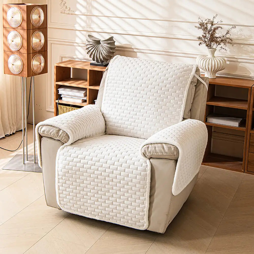 One-Piece Plush Non-Slip Office Chair Protector & Couch Cover with Elastic Straps