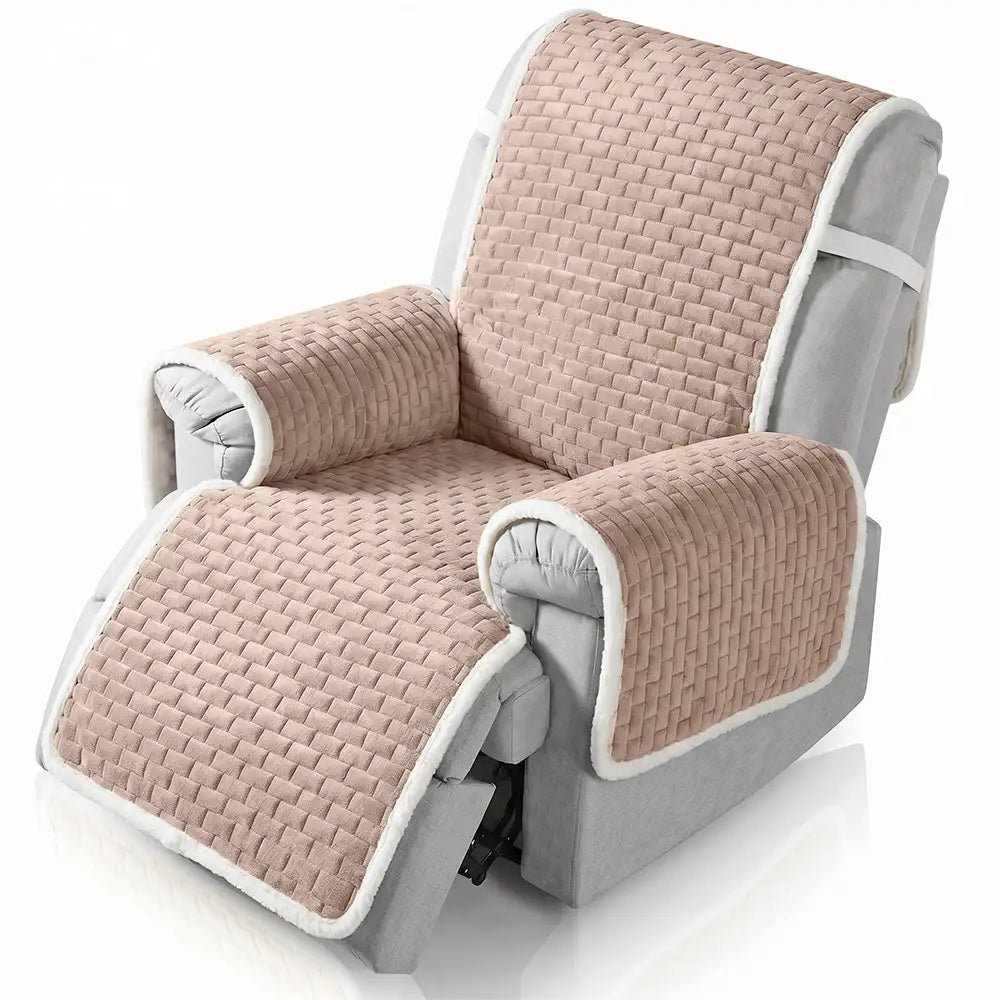 One-Piece Plush Scratch-Resistant Couch Covers with Elastic Straps