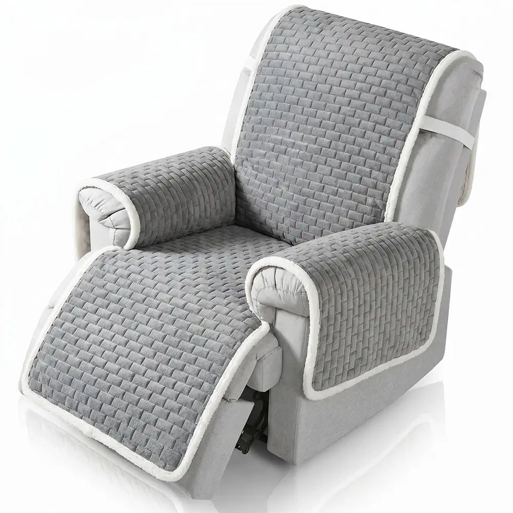 One-Piece Plush Scratch-Resistant Couch Covers with Elastic Straps