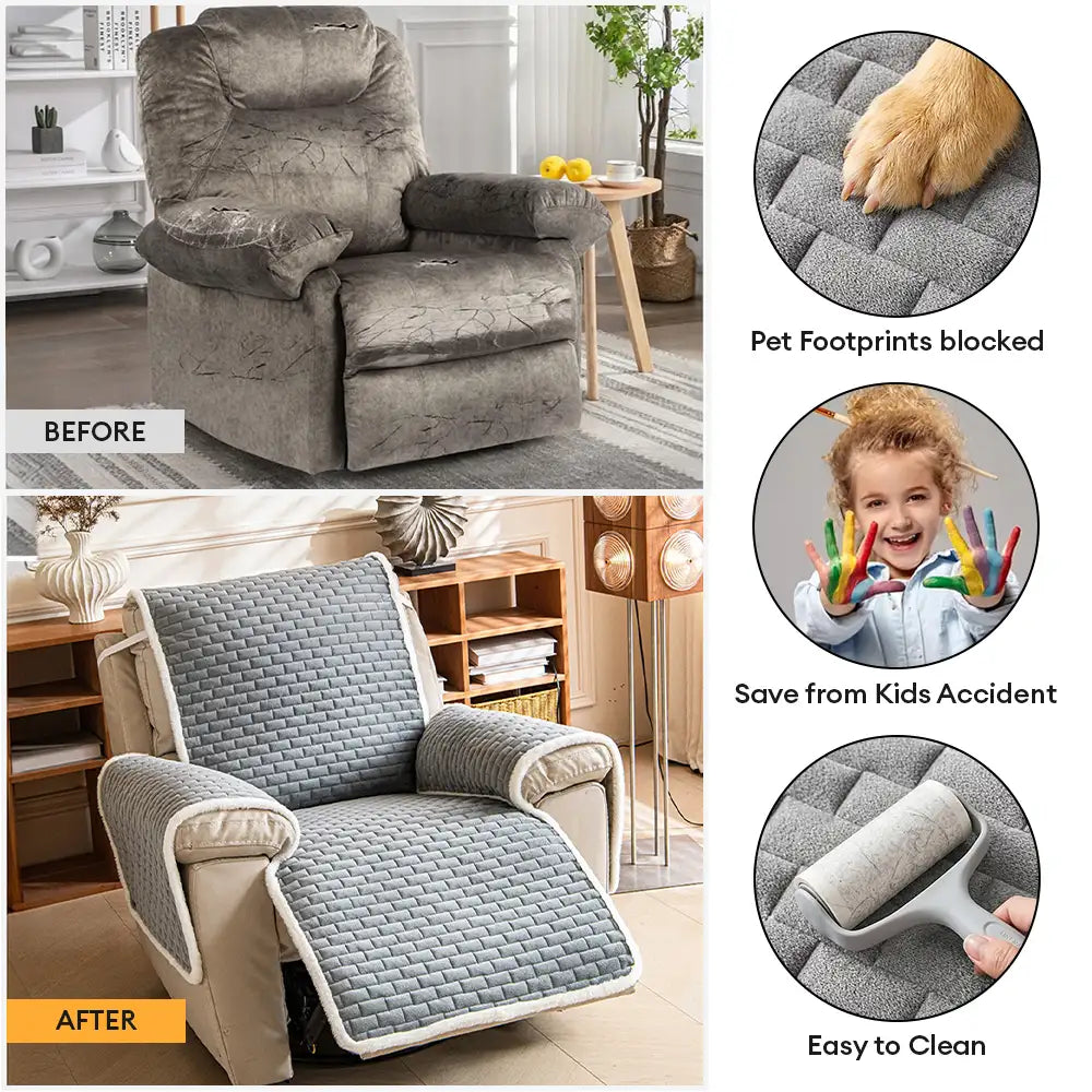 One-Piece Plush Non-Slip Office Chair Protector & Couch Cover with Elastic Straps