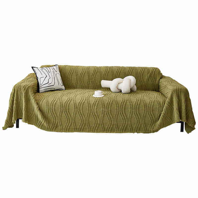 Plush Striped Sofa Protector Warm Full Coverage Couch Cover