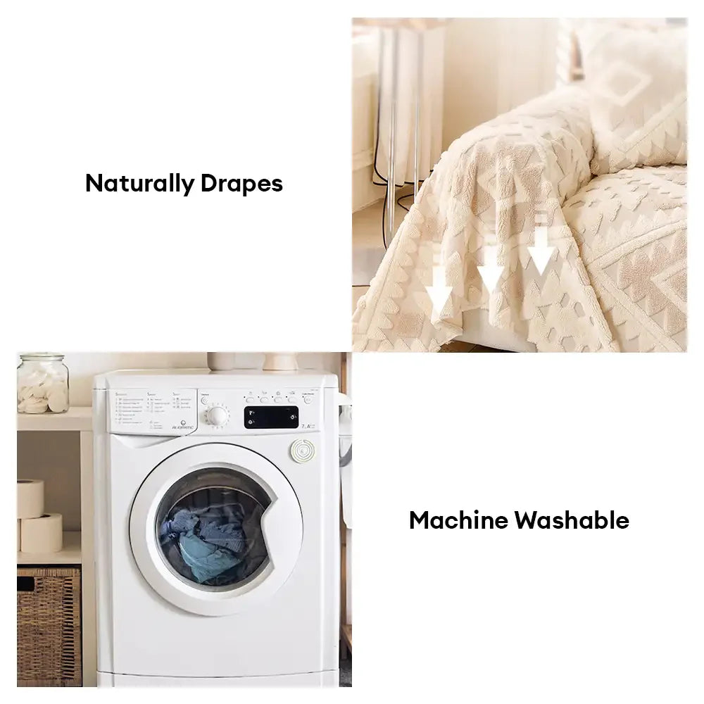 Plush Thickened Geometric Pattern Furniture Blanket Throw Couch Cover