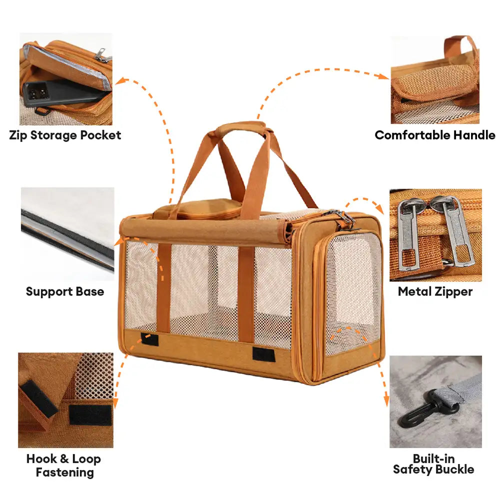 Portable Breathable Large-Capacity Expandable Multi-Functional Cat Airline Approved Carrier Bag