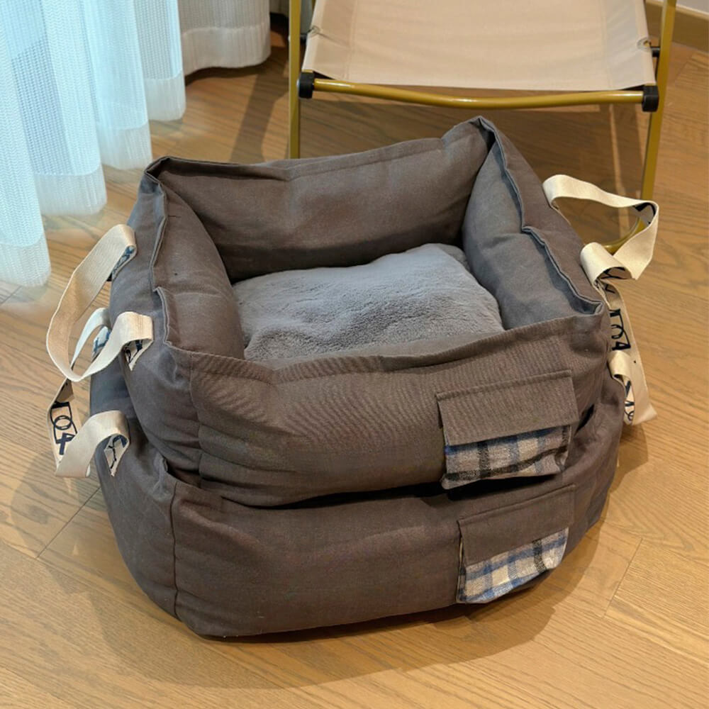 Portable Pet Bed with Handle Cozy & Washable Dog Bed