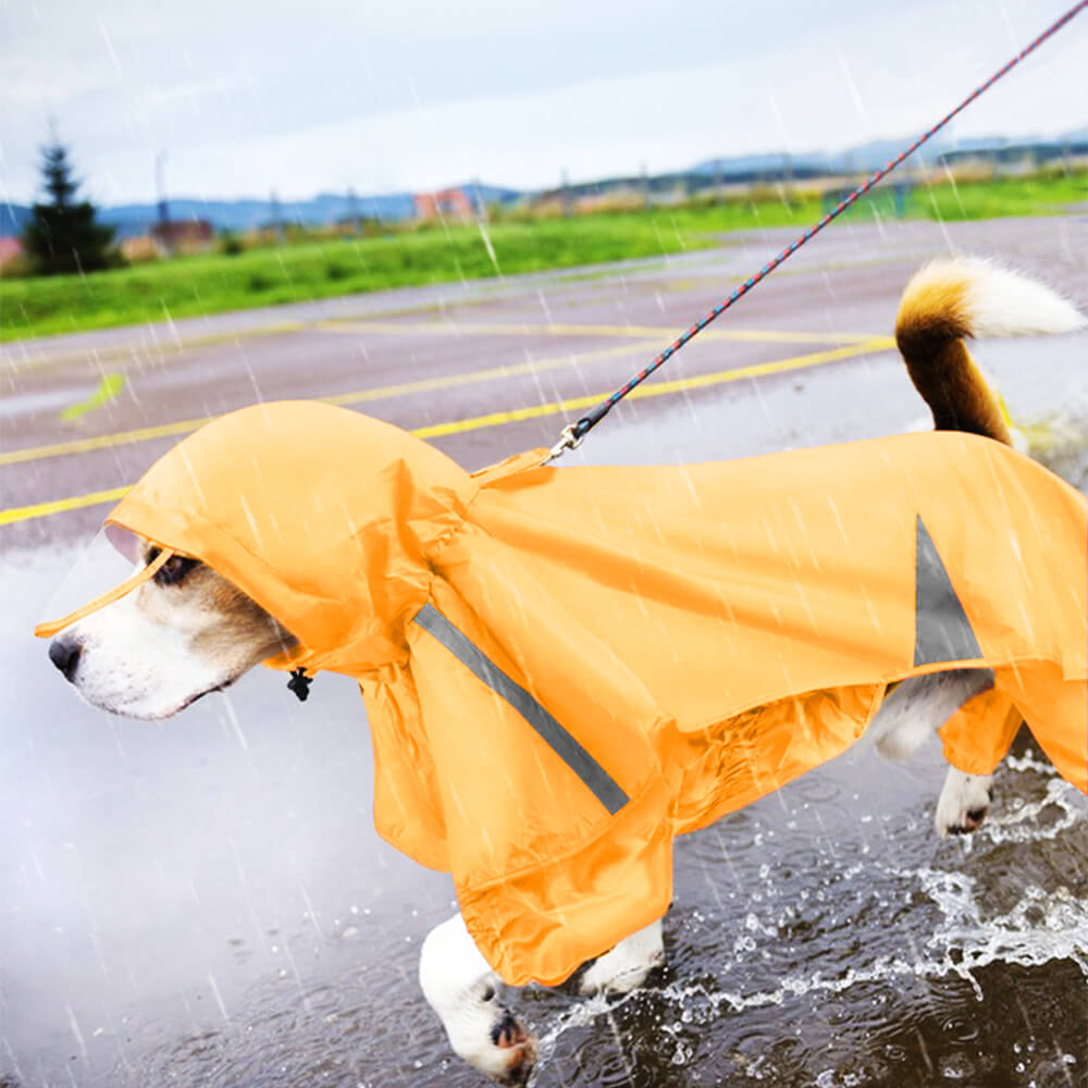 Reflective Windproof And Waterproof Hooded Dog Cape Raincoat