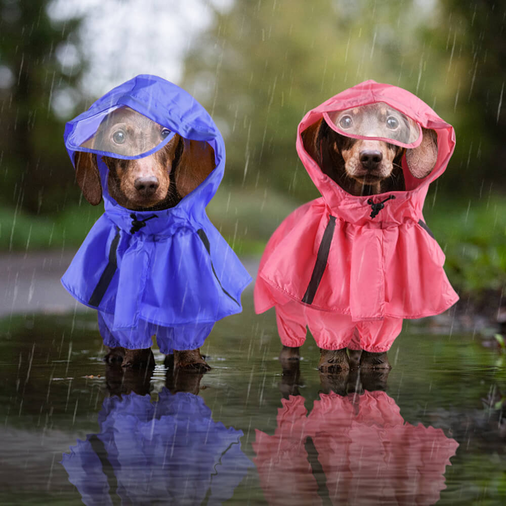 Reflective Windproof And Waterproof Hooded Dog Cape Raincoat